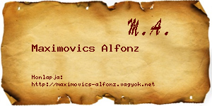 Maximovics Alfonz névjegykártya